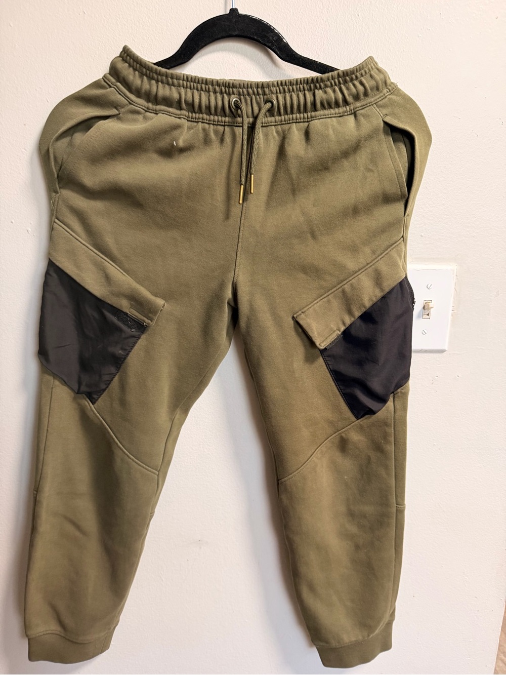 Athletic Works Olive Green Jogger Pants with Black Accent Pockets
